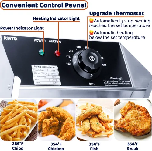 Miniatura 5 de Freidora Profunda Comercial con Cesta, 3400W 12.7QT/12L, Freidora Eléctrica de Aceite de Encimera de Acero Inoxidable Desmontable de Gran Capacidad