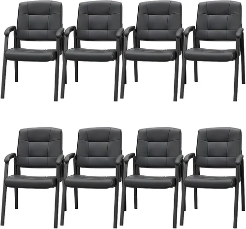 Miniatura 6 de Naomi Home Sillas apilables de piel sintética para invitados de oficina, sillas de recepción con reposabrazos para vestíbulo, clínica, sala