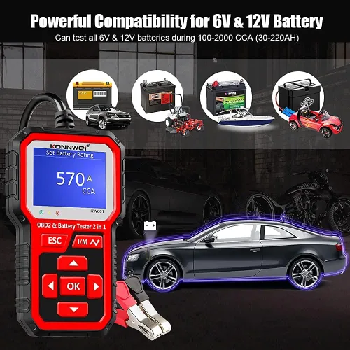 Miniatura 6 de Probador de batería de coche KW681 6V 12V + escáner KW850 OBD2