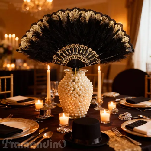 Miniatura 7 de Framendino, Paquete de 2 abanicos de plumas bordadas de flores Marabou con borla colgante de los años 20 plegable de arrastre a mano para mujeres