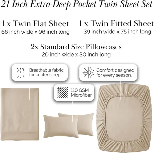 Miniatura 56 de Southshore Fine Living, Inc. Juego de 7 piezas de sábanas King divididas para cama ajustable, juego de sábanas King divididas con bolsillo de 21