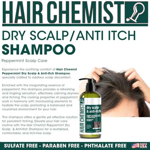 Miniatura 3 de Hair Chemist Champú de menta para cuero cabelludo seco y alivio antipicazón, 33.8 onzas. Fórmula nutritiva que calma el cuero cabelludo irritado