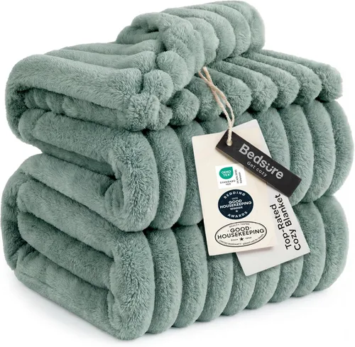 Miniatura 36 de Bedsure GentleSoft - Manta de forro polar azul para sofá, mantas suaves y acogedoras para mujer, lindas mantas pequeñas para niñas, azul claro, 108