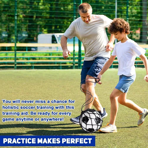 Miniatura 8 de TOBWOLF Football Kick Trainer, Soccer Return Trainer Net Fits Ball Size 3, 4, 5, Hands-Free Soccer Kick Throw Training Aid
