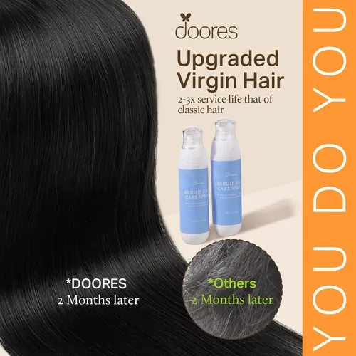 Miniatura 3 de DOORES Extensiones de cabello humano real, color negro azabache, 5.64 oz, 7 unidades, 24 pulgadas, cabello Remy liso natural con clip, trama