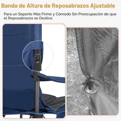 Miniatura 8 de Romswi Sillas de campamento de gran tamaño, soporte resistente de 500 libras, sillas deportivas acolchadas con respaldo y brazo, bolsa enfriadora
