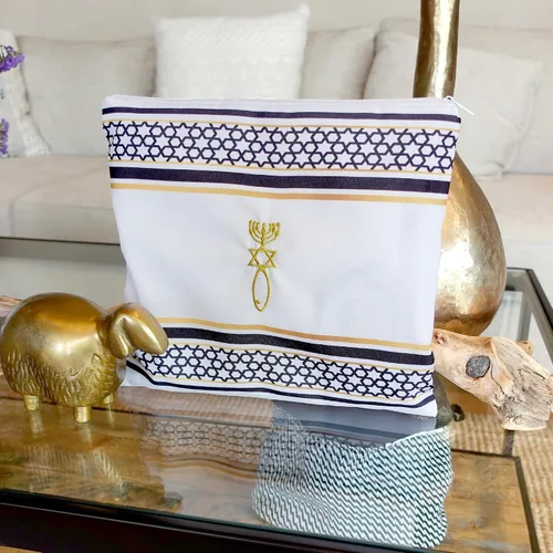 Miniatura 5 de HalleluYAH Mantón mesiánico de oración tallit de 72 x 22 pulgadas con bolsa para hombres y mujeres Diseñado en Israel, Negro