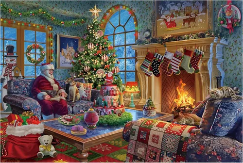 Miniatura 11 de Lavievert Rompecabezas de 1000 piezas para adultos – Noche nevada, aurora, árbol de Navidad, muñeco de nieve, trineo, escultura de hielo y ciervo