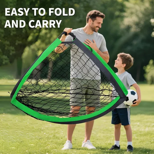 Miniatura 8 de 2 Set Kids Soccer Goals for Backyard with Training Equipment, Portable Foldable Practice Nets with Ball, Dice & Mat, Cones, Air Pump and Carry Bag