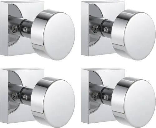 Miniatura 28 de coolnews Pomos dorados para puerta interior, pomo de puerta de privacidad con cerradura, manija de puerta cuadrada resistente moderna para Oro