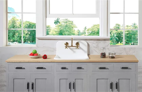 Miniatura 10 de Kingston Brass Concord - Grifo de cocina ajustable de 8 pulgadas para montaje en pared, latón cepillado