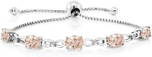 Miniatura 22 de Gem Stone King Pulsera de tenis de diamantes cultivados en laboratorio con piedra natal de 3-6 quilates para mujer, plata de ley 925, ovalada