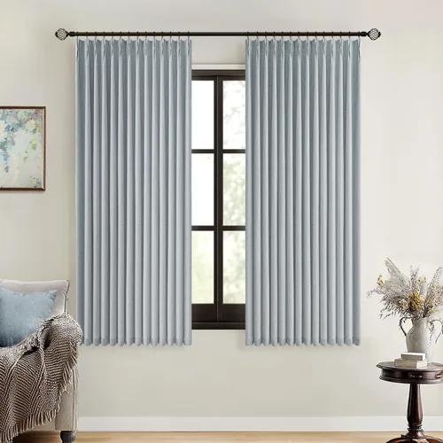Miniatura 36 de MIULEE - Cortinas de lino beige con pliegues a presión 100% opacas para dormitorio, cortinas de ventana con memoria y bloqueo de luz para oscurecer