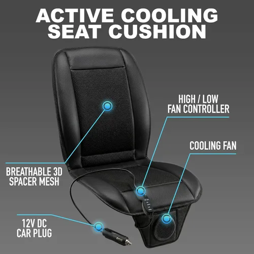 Miniatura 5 de ZONETECH Cojín de enfriamiento para asiento de auto 12V negro, temperatura ajustable, cómodo cubreasiento de auto