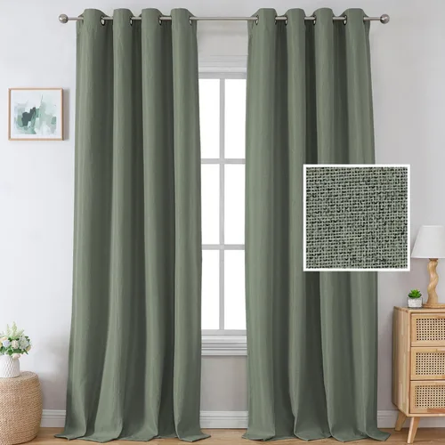 Miniatura 26 de H.VERSAILTEX Cortinas Opacas de Lino de 45 Pulgadas de Largo para Dormitorio/Sala de Estar con Aislamiento Térmico con Ojales, Cortinas con Textura