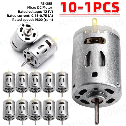 Miniatura 2 de RS-385 Motor DC 12V Motor Micro Motores Eléctricos Caja de engranajes de alto par para taladro Acero inoxidable 9800rpm Cepillo Motor DC (2PCS)