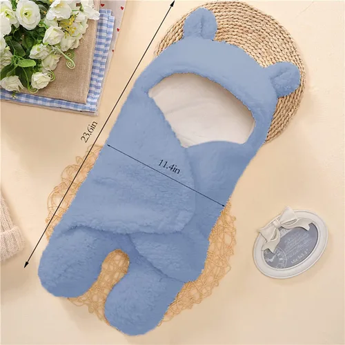 Miniatura 2 de Nunibum Manta Envolvente para Bebé Niños Niñas Lindo Oso de Felpa Manta Receptora Esencial Ultra-Suave Lista de Regalos para Recién Nacidos Azul