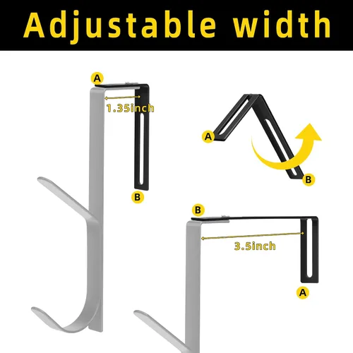 Miniatura 3 de Wehhbtye Ganchos Dobles Ajustables para Abrigos, Gancho Grueso para Abrigos de Pared de Cubículo, Gancho Doble de Metal Sobre el Panel Ajustable