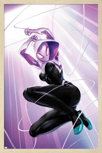 Miniatura 7 de Marvel Comics Ghost Spider - Póster de pared #1, 22.4 pulgadas de largo x 14.7 pulgadas de ancho, versión enmarcada de madera de granero