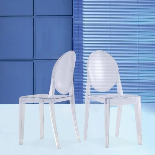Miniatura 2 de 2xhome - Silla auxiliar estilo Victoria Ghost Silla de acrílico transparente (transparente), individual, juego de 1 Claro