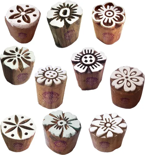 Miniatura 30 de Sellos de impresión de arcilla Arty Crafty pequeños bloques de madera con forma floral (juego de 10) Htag2101