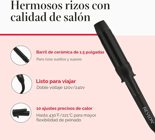 Miniatura 5 de REVLON SmoothStay - Rizador de pelo con infusión de aceite de coco, rizador de barril de 1 ½ pulgadas para rizos sueltos, cabello brillante