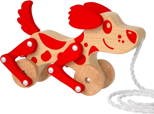 Miniatura 10 de Juguetes Montessori 1 2 3 4 Años Niños Niñas Juguete de Perro de Madera para Caminar y Tirar para Bebés y Pequeñas, Juguetes de Caminar y Tirar