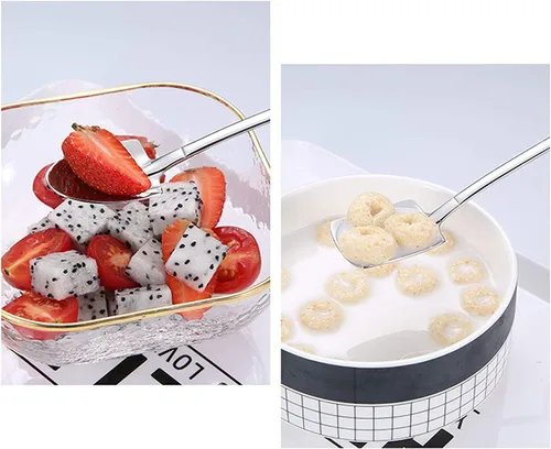 Miniatura 4 de Juego de cucharas de postre, 4 cucharas de acero inoxidable de 6 pulgadas, cuchara de fruta para helado para el hogar, cocina o restaurante