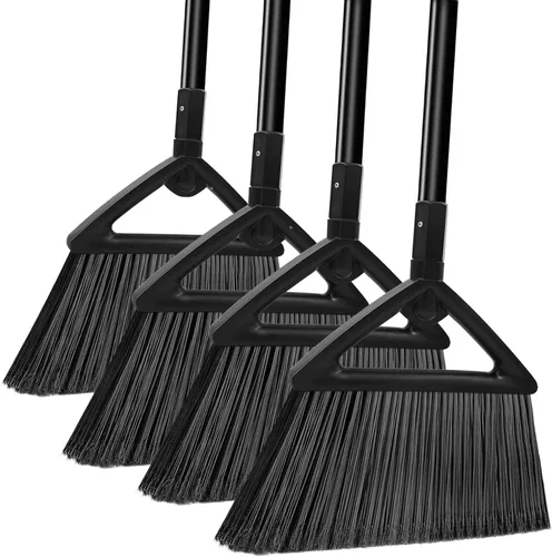 Miniatura 11 de Escoba comercial resistente, paquete de 3 escobas angulares mejoradas para barrer al aire libre e interior, escobas negras perfectas de la casa, 3 x