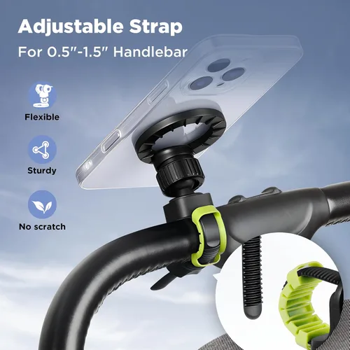 Miniatura 5 de OUTXE Soporte magnético de teléfono para cochecito, soporte de teléfono ajustable con Magsafe para carrito de compras, manillar de bicicleta