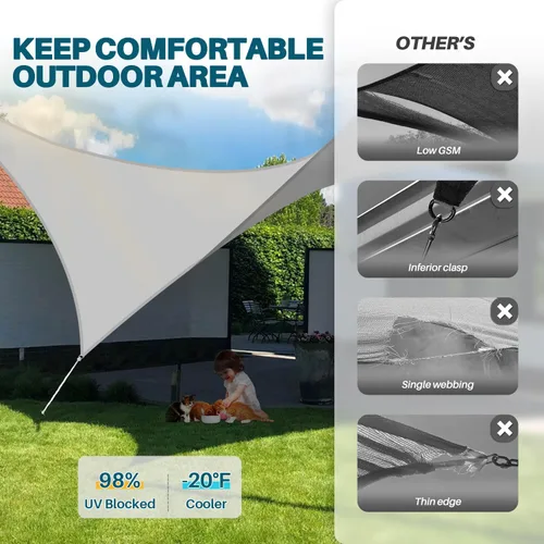 Miniatura 5 de COARBOR Toldo parasol impermeable rectangular perfecto para patio, jardín, color gris claro, 10 x 10 pies