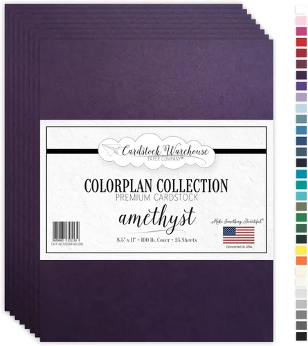 Cardstock Warehouse Colorplan Amatista púrpura – 8.5 x 11 pulgadas – 100 libras / 9.52 oz/m² de papel de cartulina mate premium – 25 hojas Rosa