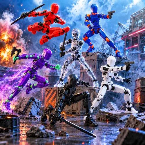 Miniatura 2 de Juego de 13 figuras de acción, 6 figuras de acción T-Robot 13, Titan 13, juguetes impresos en 3D articulados, para entusiastas del modelaje, etc.