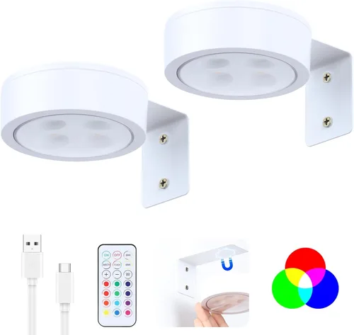 Miniatura 14 de Paquete de 2 luces inalámbricas para cuadros de pared, luz para cuadros recargable que funciona con batería con control remoto, luz regulable