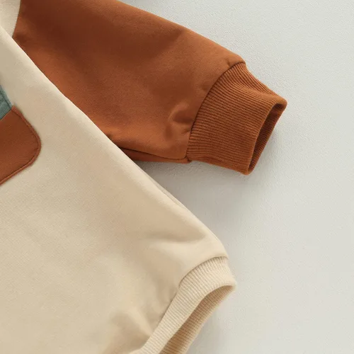 Miniatura 6 de AEEMCEM Sudadera de bloque de color para bebé niño y niña, mameluco de gran tamaño, suéter de burbujas de manga larga, con bolsillo