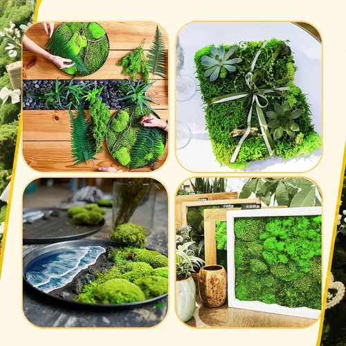 Miniatura 6 de Zeyune 2 piezas de camino de mesa de musgo falso para manualidades, rollo de hoja de musgo artificial de 12 x 71 pulgadas, impermeable, para pared