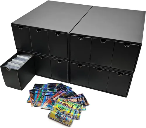 Miniatura 7 de Caja de almacenamiento de tarjetas de intercambio Fageverld, caja de tarjetas de cartón para coleccionistas con 50 divisores para colección de Negro