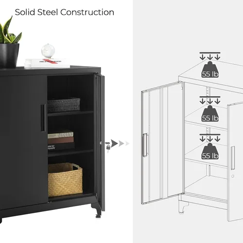 Miniatura 5 de SONGMICS Gabinete de Garaje, Gabinete de Almacenamiento de Metal con Puertas y Estantes, para Oficina en Casa, Garaje y Cuarto de Servicio, Negro