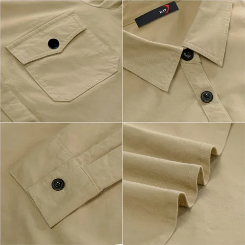 Miniatura 5 de DJT - Blusas suaves, elásticas, a cuadros, de manga larga arremangada, con cuello y botones para mujer