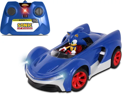 NKOK Team Sonic Racing - Auto de juguete con control remoto de 2.4 GHz con Turbo Boost – Sonic The Hedgehog 601, cuenta con luces funcionales,