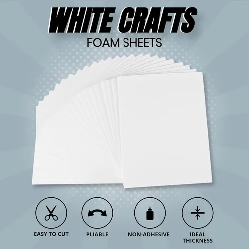 Miniatura 2 de 24 hojas de espuma EVA blanca para cosplay en hojas de 9 x 12 pulgadas; espuma gruesa de alta densidad 187.4 lbs/m³, 0.079 in (1/12 pulgadas); ideal