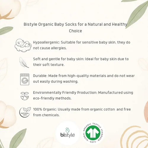Miniatura 6 de bistyle Calcetines tobilleros con agarre para bebé, 6 pares, calcetines de algodón orgánico para recién nacidos, calcetines para niños y niñas