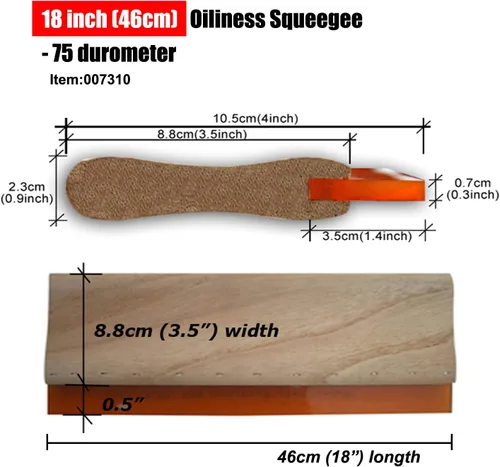 Miniatura 5 de Raspador de aceite de madera de goma para impresión de pantalla de seda de impresión manual 75 durómetro 6.3inch