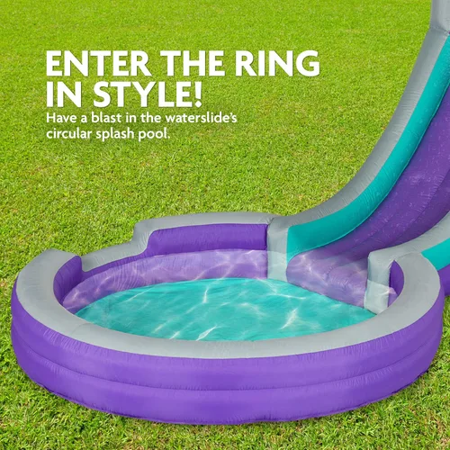 Miniatura 4 de Sunny & Fun Parque acuático inflable de un solo anillo – Resistente para la diversión al aire libre – Pared de escalada, tobogán y piscina profunda