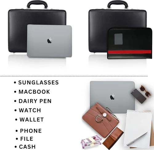 Miniatura 5 de DA LV - Maletín de cuero de grano completo para hombre, bolsa para laptop de negocios, bolsa de cuero hecha a mano importada, adjunta, regalos