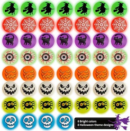 Miniatura 2 de 72 bolas que rebotan que brillan en la oscuridad, suministros de recuerdos de fiesta de Halloween, 8 diseños temáticos de Halloween para recompensas