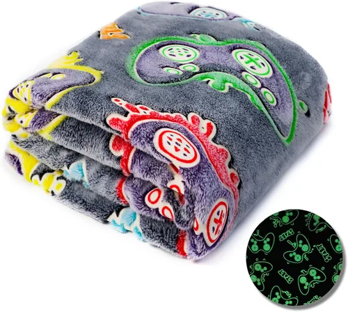 OHOIT Regalos para jugadores, juguetes para niños, novio, manta de juego que brilla en la oscuridad para niños, regalo de gamepad para cumpleaños,