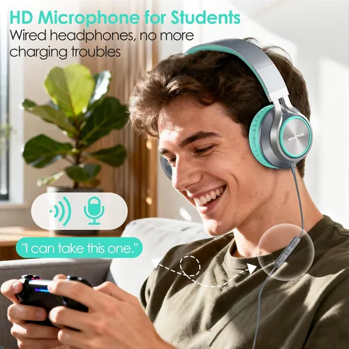 Miniatura 4 de INFURTURE - Auriculares USB C con micrófono, control de volumen, cable sin enredos, auriculares tipo C con cable, plegables y ligeros para iPhone