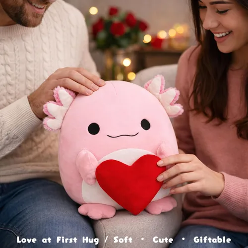 Miniatura 6 de Adorable juguete de peluche de ajolote que abraza el corazón, animal de peluche suave de 11 pulgadas, imprescindible para los amantes del ajolote