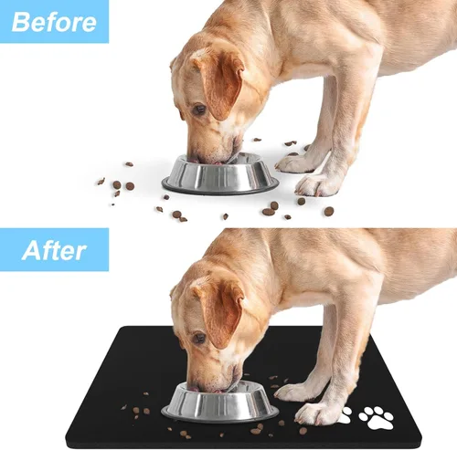 Miniatura 6 de Rnivvi Tapete de comida para perros, base de 16" x 24" pulgadas, tapete absorbente para tazones de perros y gatos para comida y agua, bonita